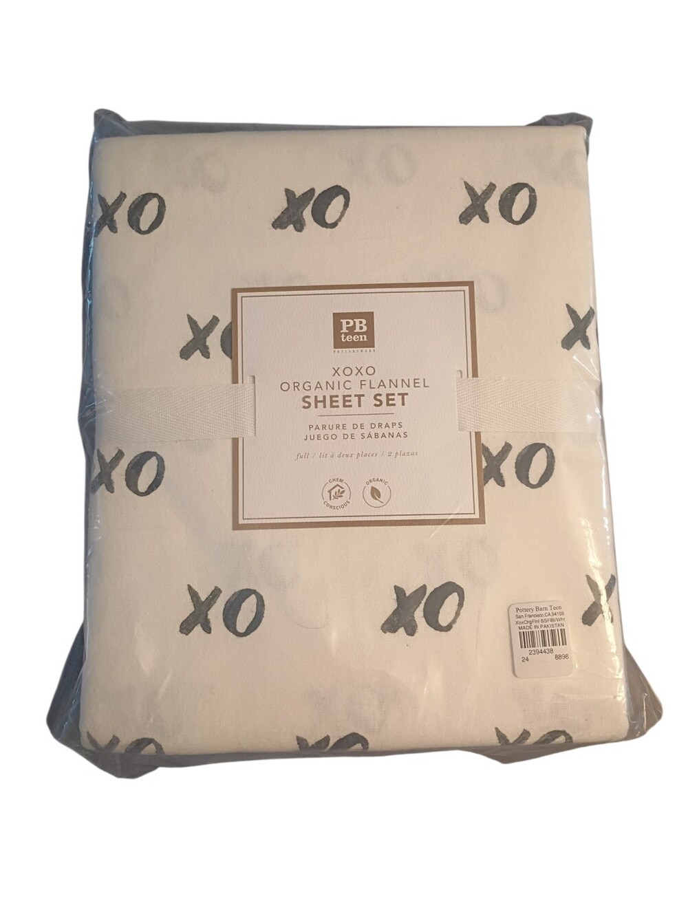 Pottery Barn Teen XOXO Organic 100% Cotton Flannel Sheet Set Full Size NWT